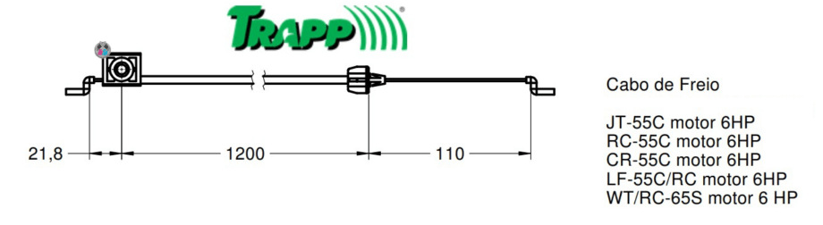 Cabo do Freio Para Cortador de Grama 1,5x1200 /110mm - Trapp