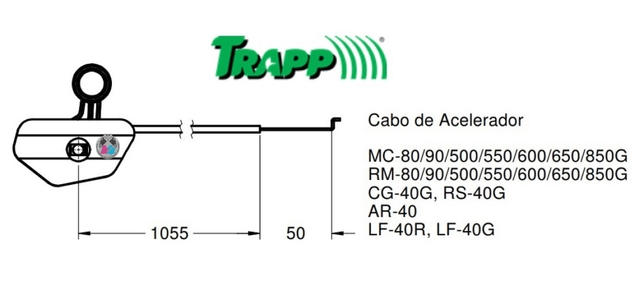 Cabo do Acelerador Cortador de Grama 1,6x1055 /50 mm - Trapp
